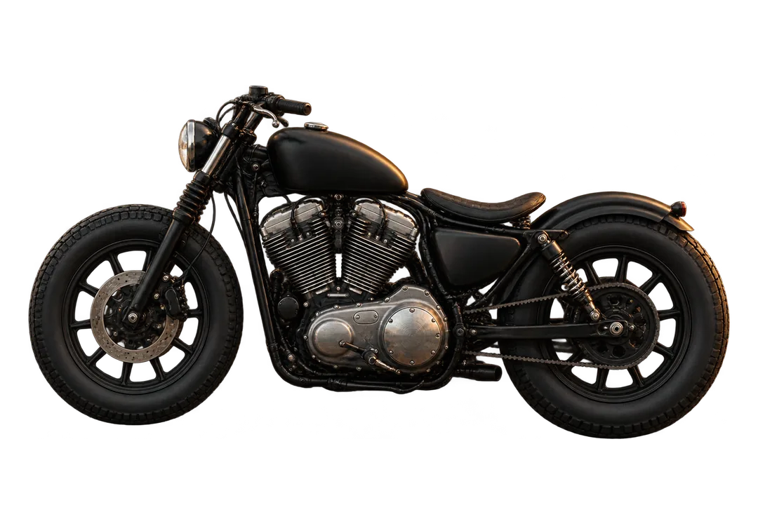 Studio illustration of a Sportster-style V-twin cruiser